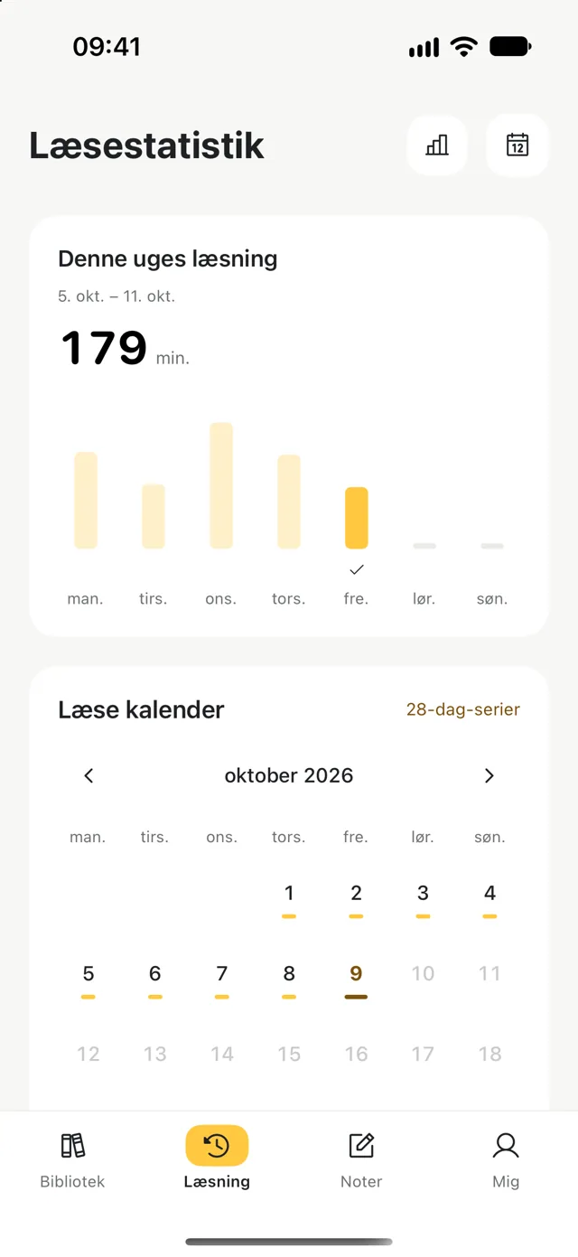 Læsestatistik med ugens læsetid